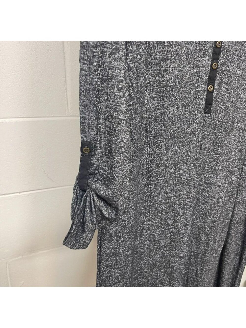 Philosophy Dresses Charcoal Heather Knit Roll-Tab Sleeve Henley Dress Size S - Picture 5 of 8